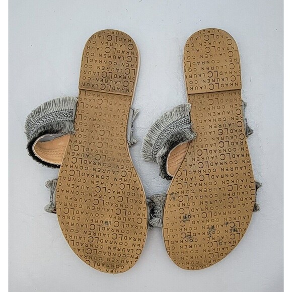 Lauren Conrad Women's Size 8-9 Medium Gray Two Strap Fringy Sandals - Picture 11 of 13
